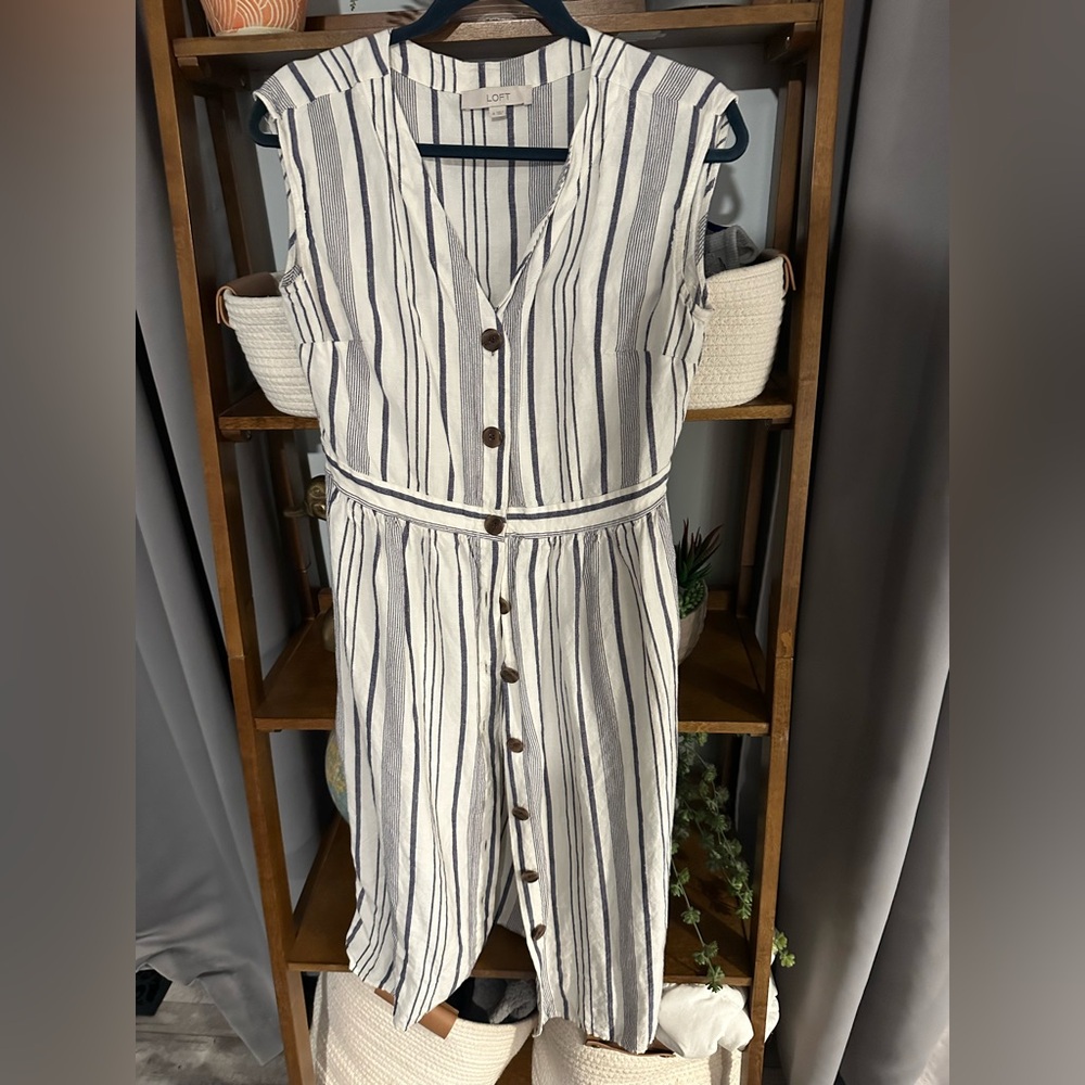 Striped Sleeveless Button-Down Dress